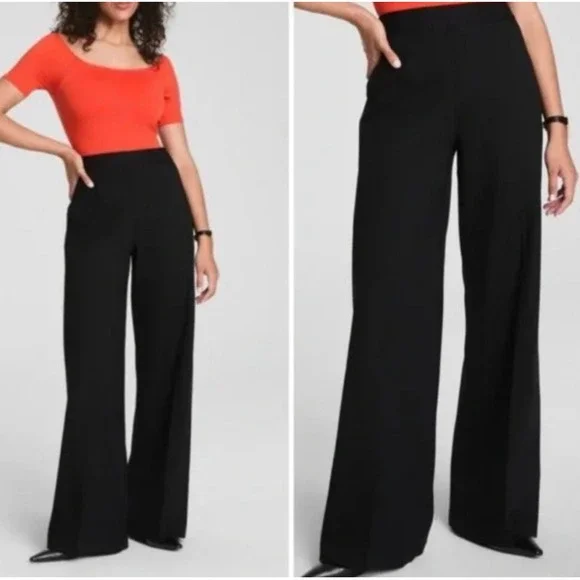 Spanx The Perfect Wide Leg Ponte Knit Trouser Pant Black 20385R Womens 2X Plus - Picture 1 of 6